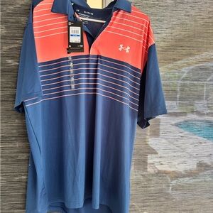 Under Armour Men's Blue and Coral Polo Shirt